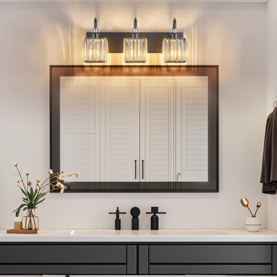 Luminaire de meuble-lavabo moderne en cristal pour salle de bain avec abat-jour en cristal K9, compatible avec les ampoules E26