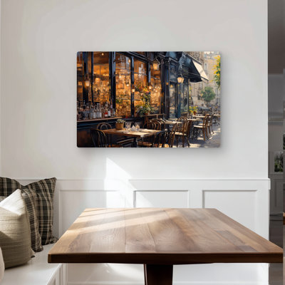 Street corner cafe | Livingroom Building metal print decor