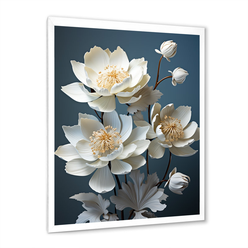 Lotus Bliss dévoilé sur toile, Cadre simple blanc, H 32 po x l 16 po x P 1 po