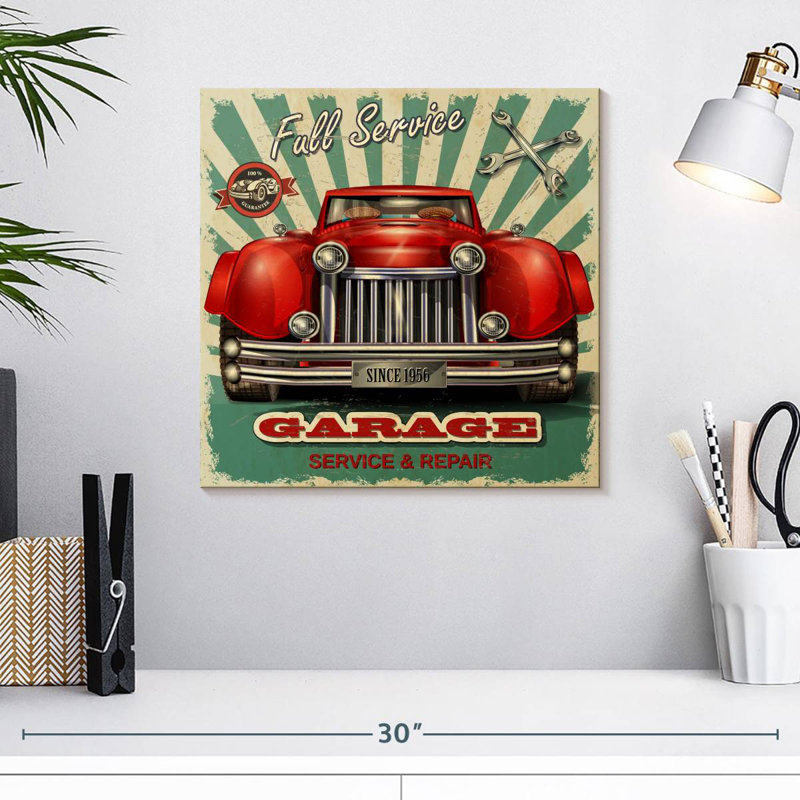 Enseigne murale de garage vintage Khylige, H 16 po x l 16 po
