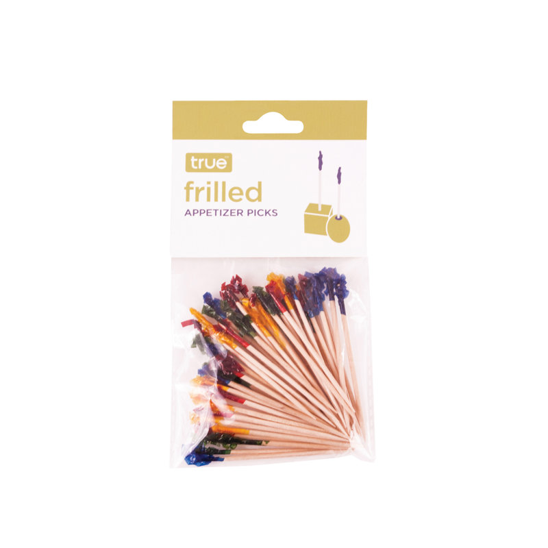 Assorted Color Cellophane and Wood Cocktail Picks, Set of 50