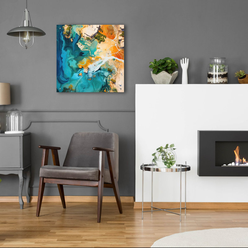 «Ocean Coastline 4 of 4» par Cameron Gray, art mural en verre acrylique, H 24 po x l 24 po x P 0,2 po