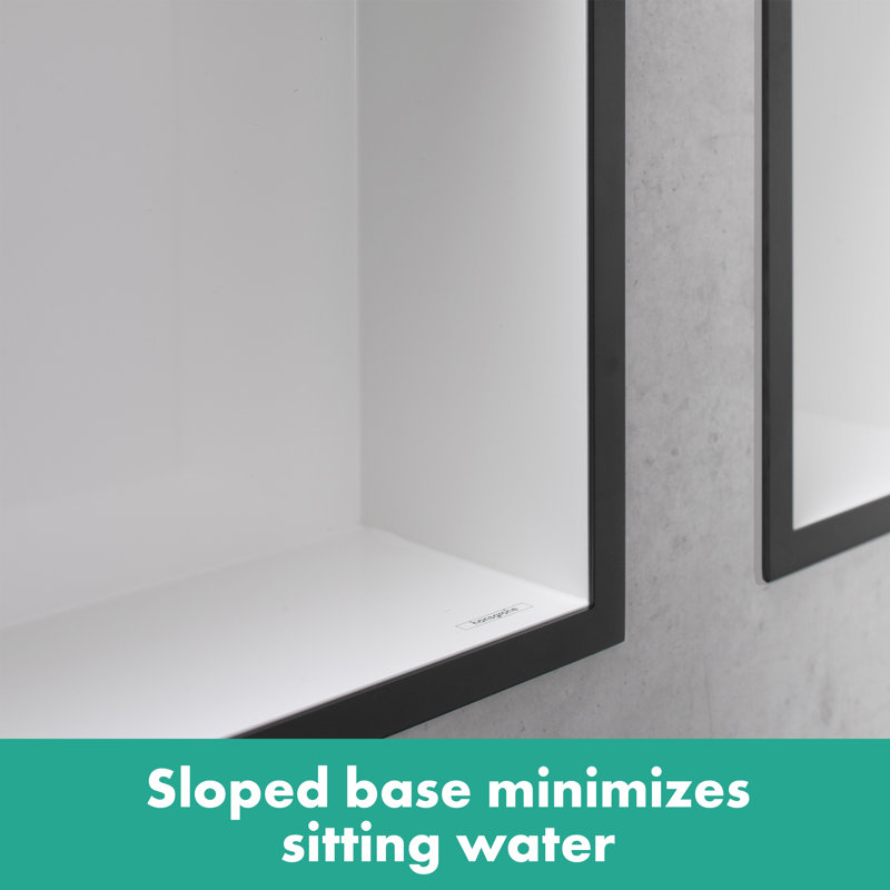 XtraStoris Individual Wall Niche Matte White with Design Frame 12"x 6"x 4", Brushed Bronze