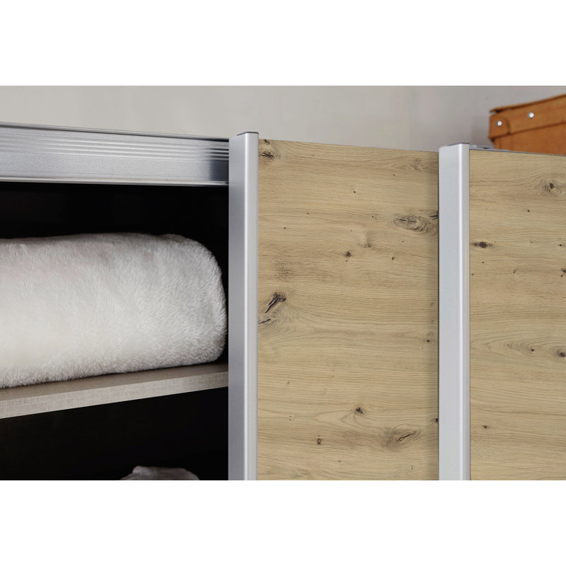 Caracas 3 Door Manufactured Wood Wardrobe, Classic, 210cm H x 271cm W x 62cm D, Artisan Oak