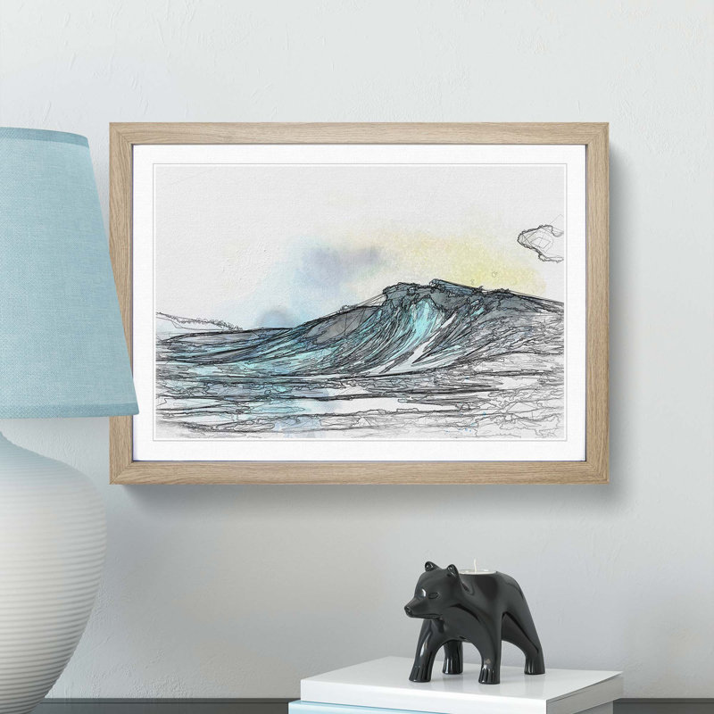 Wave View in Abstract - Picture Frame Graphic Art Print, 35cm H x 50cm W x 2cm D, Oak
