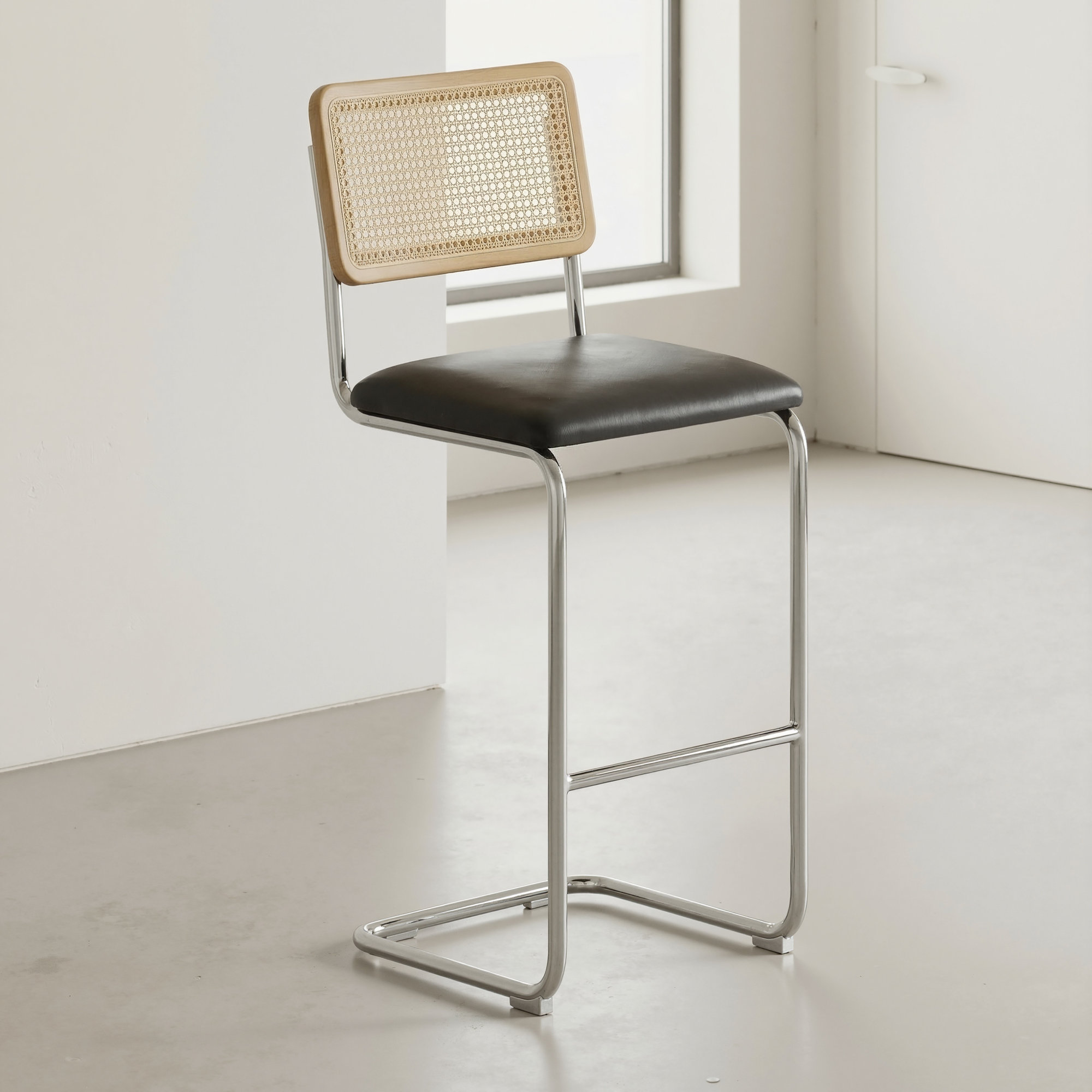 Walsh Vegan Leather Bar & Counter Stool, Midnight Black Vegan Leather, Bar Stool (30” Seat Height)