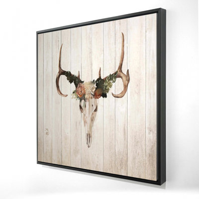 " Mule Deer Skull With Roses "