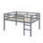 Full-Sized Bed Frame, Short Rubberwood  Loft Bed With Steps-555247325