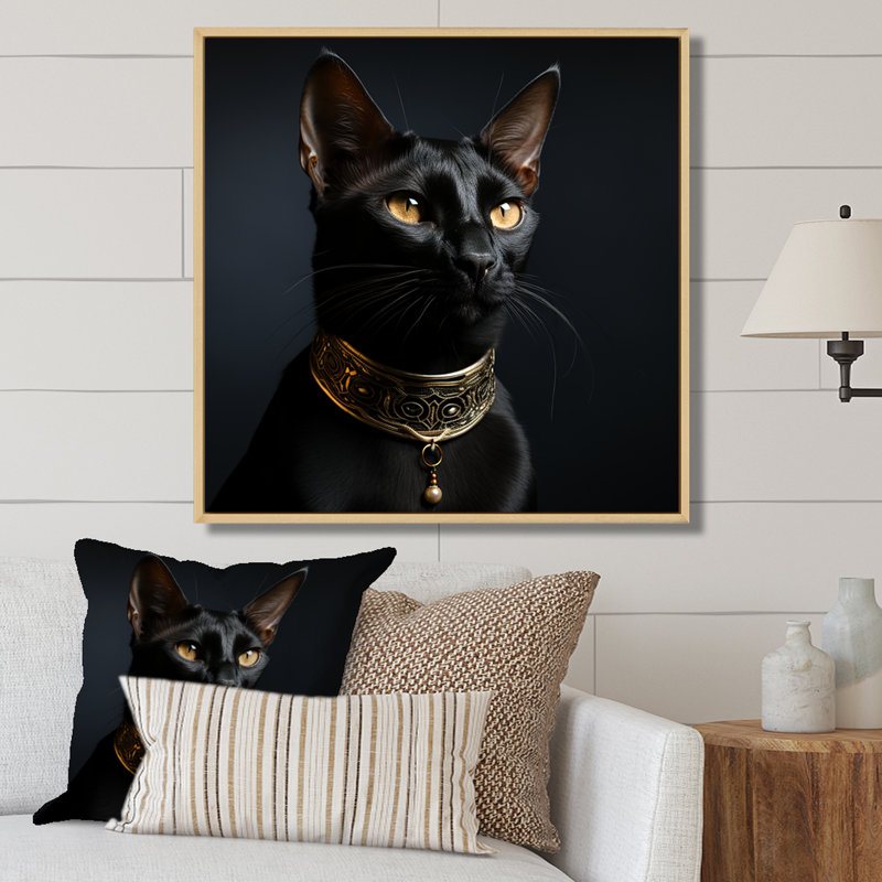 Portrait de chat oriental Opulence, H 24 po x l 24 po x P 1 po, Cadre naturel flottant