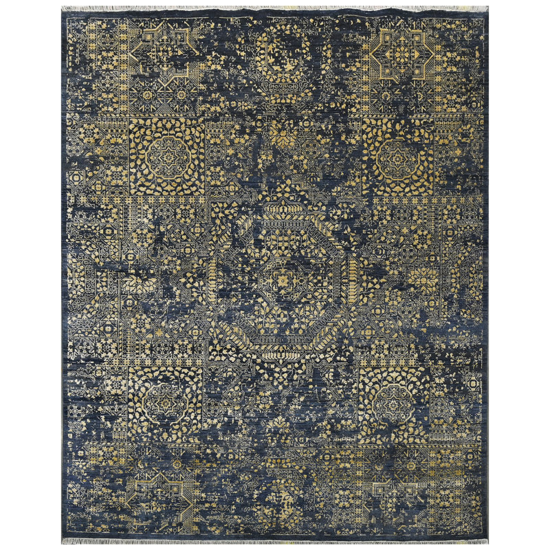 One-of-a-Kind Rectangle 7'10" x 10'2" in Gold/Denim