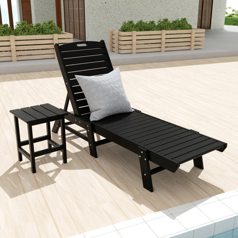 Shavon 78.2'' Long Reclining Single Chaise, Black