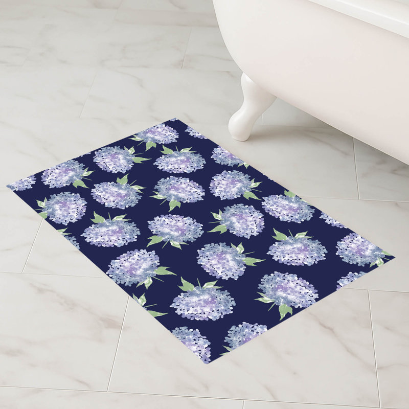 Tapis de bain Hydrangea Love, Simple - L 34 po x l 21 po, Cobalt; cobalt