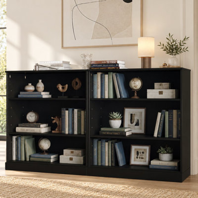 Bibliothèque 100% bois massif à 6 tablettes avec rangement ouvert et tablettes réglables, étagère de présentation, l 64 po x H 35,75 po