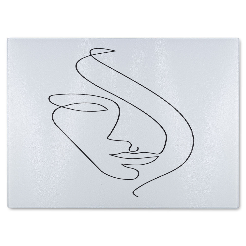 Line Face drawing Designer Glass Chopping Board