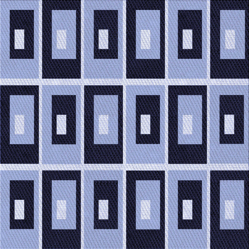 Tapis 100% à motifs lavables à la machine 2989 WSH-PAT975-BLU, Carré 6 pi