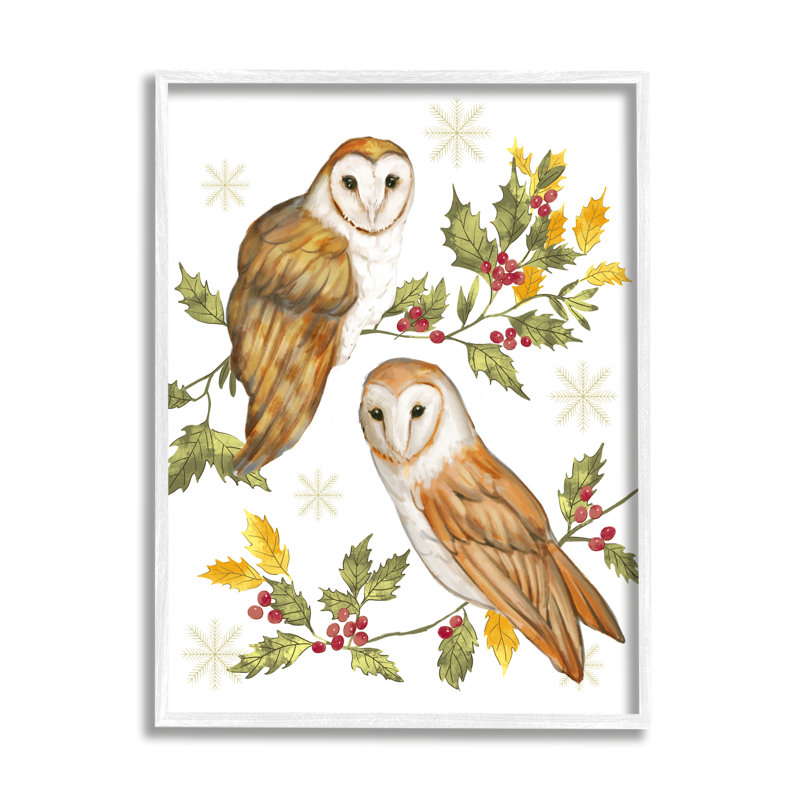 Peacely Barn Owl, H 20 po x l 16 po x P 1,5 po, Giclée encadrée blanc bord de mer