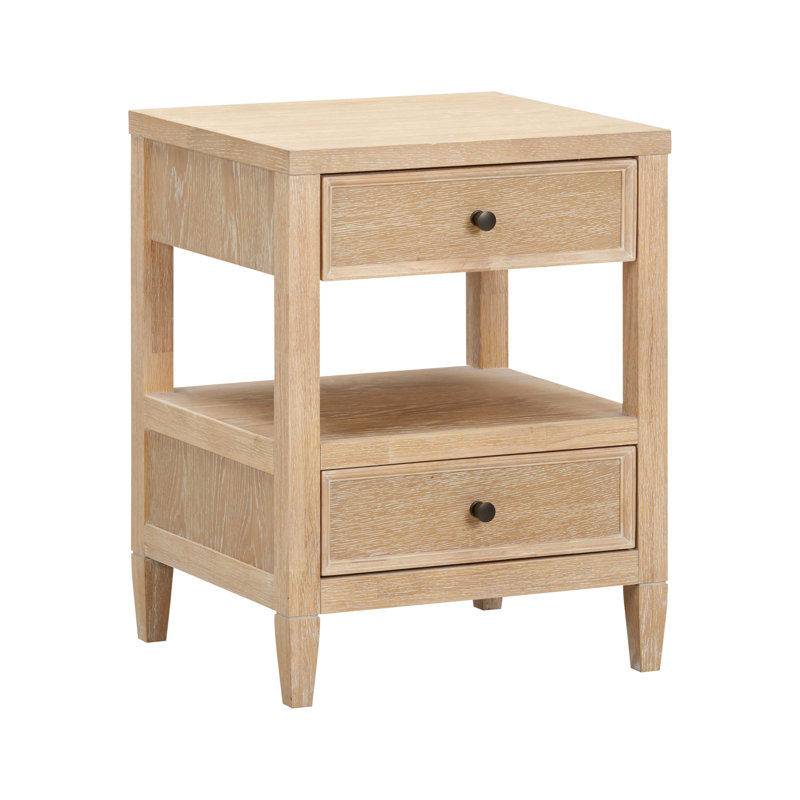 Beecher Whitewashed Oak Wood Open Nightstand