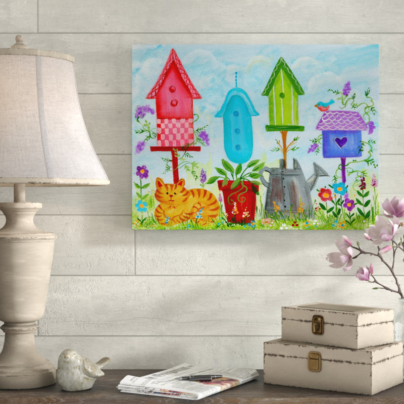 «Birdhouse in Garden», art sur toile, H 35 po x l 47 po x P 2 po