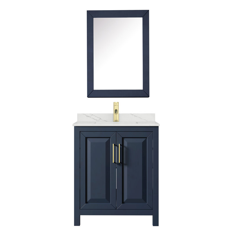 Daria 30'' W Vanity, Blue, Brushed Gold, White Quartz