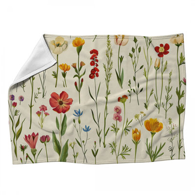 Jeté polaire Wildflowers - Jeté à plantes pour canapés ou lits