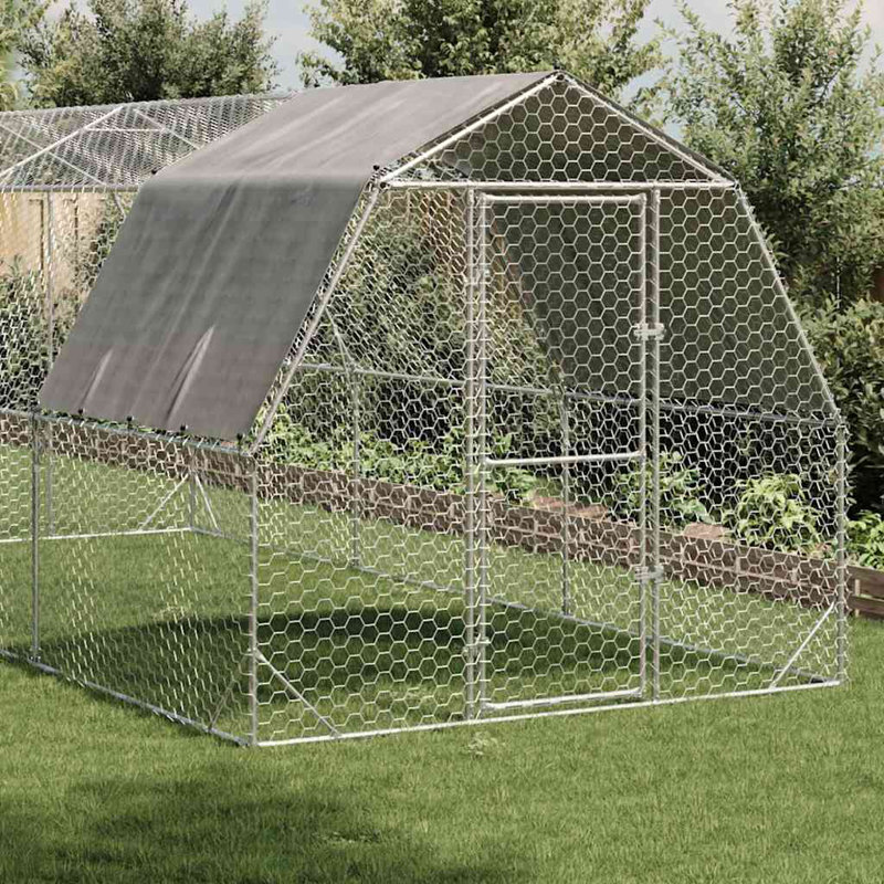  Grand poulailler durable en acier galvanisé argent