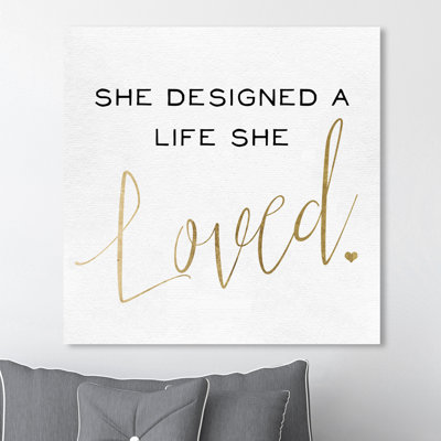 " Typography And Quotes She Designs Gold, Modern & Contemporary Gold " by Oliver Gal