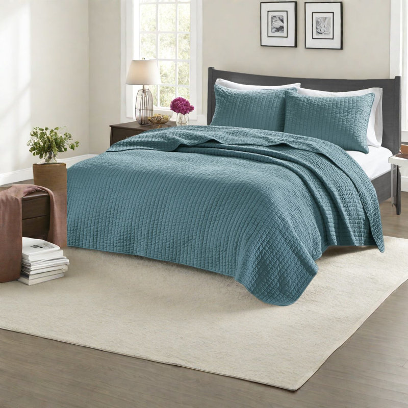 Ensemble de literie réversible sarcelle en microfibre pour lit simple TG