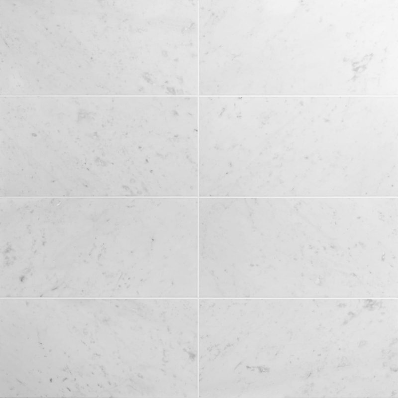 Carrara 3x12 Honed Marble Floor and Wall Tile, 12" W x 24" D, Honed