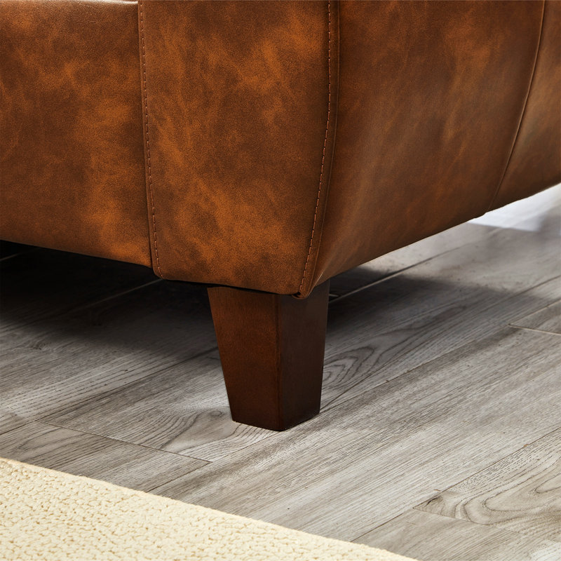 Causeuse moderne avec accoudoirs larges et rangement, Brun