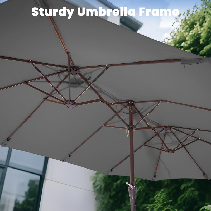 Parasol de marché rectangulaire 15 pi x 9 pi, Gris