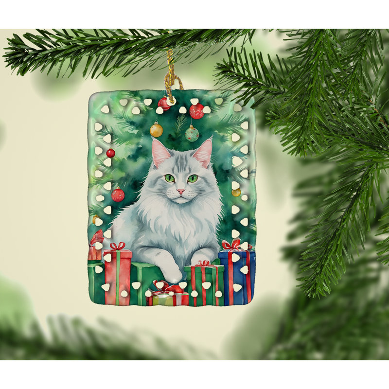 Ornement en porcelaine turque Angora, Chat angora turc