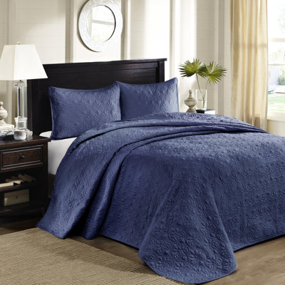 Couvre-lit double réversible bleu marine - Rembourrage en microfibre de coton pour une conception au toucher doux Facile à entretenir pour la douceur du matériau