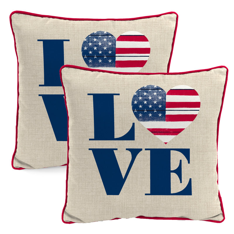 18" x 18" Outdoor Throw Pillow with Welt, Land of Free Truck