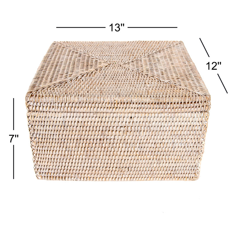 Boîte de rangement avec couvercle Arine, Blanc délavé