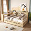 Lit de jour d'angle Somnus double avec tiroirs de rangement, bureau intégré, port de chargement USB et bibliothèque-928160749