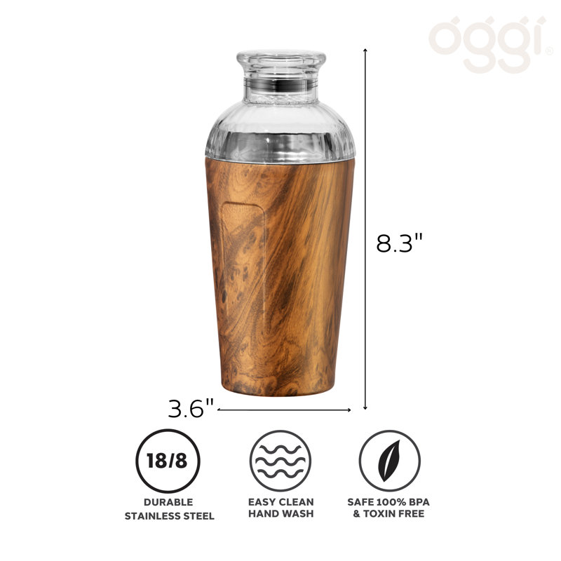 Shaker à cocktail à double paroi 17 oz Oggi Barware Groove