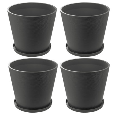 Kozyard pots de fleurs ronds d'intérieur 4Packs avec plateau récupérant l'eau pour le patio