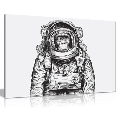 Pop Art Space Monkey 1 Piece Wrapped Canvas Wall Art