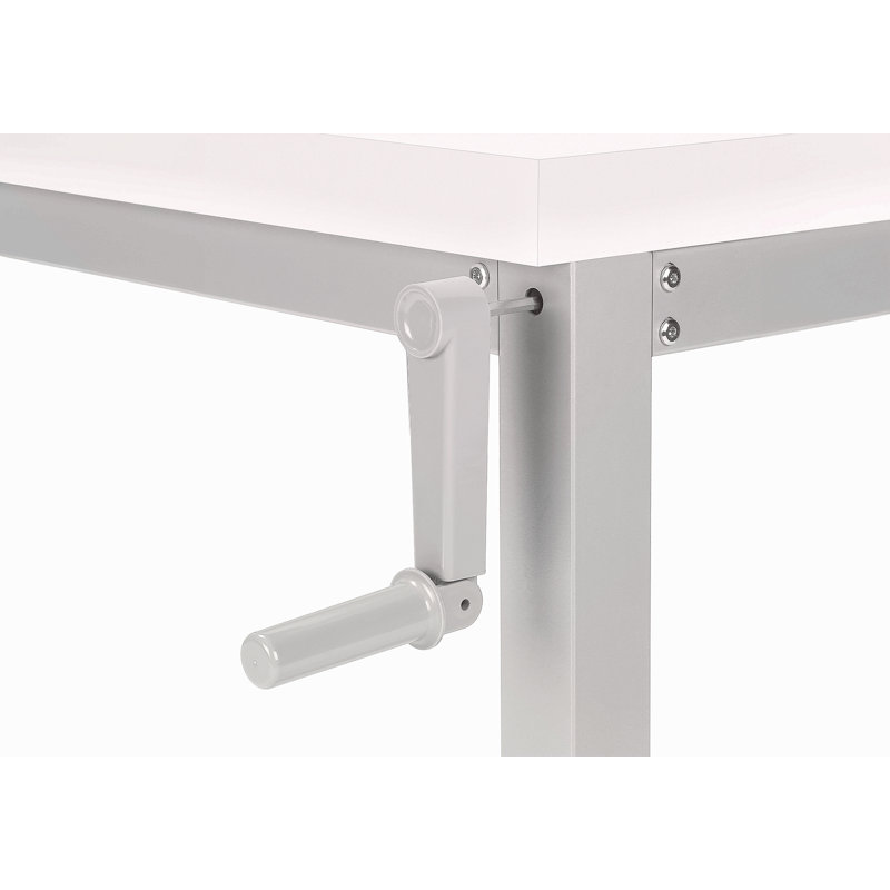 Bureau d'ordinateur, bureau personnel, debout, réglable, L 48 po, travail, ordinateur portable, stratifié blanc, métal gris, contemporain, moderne