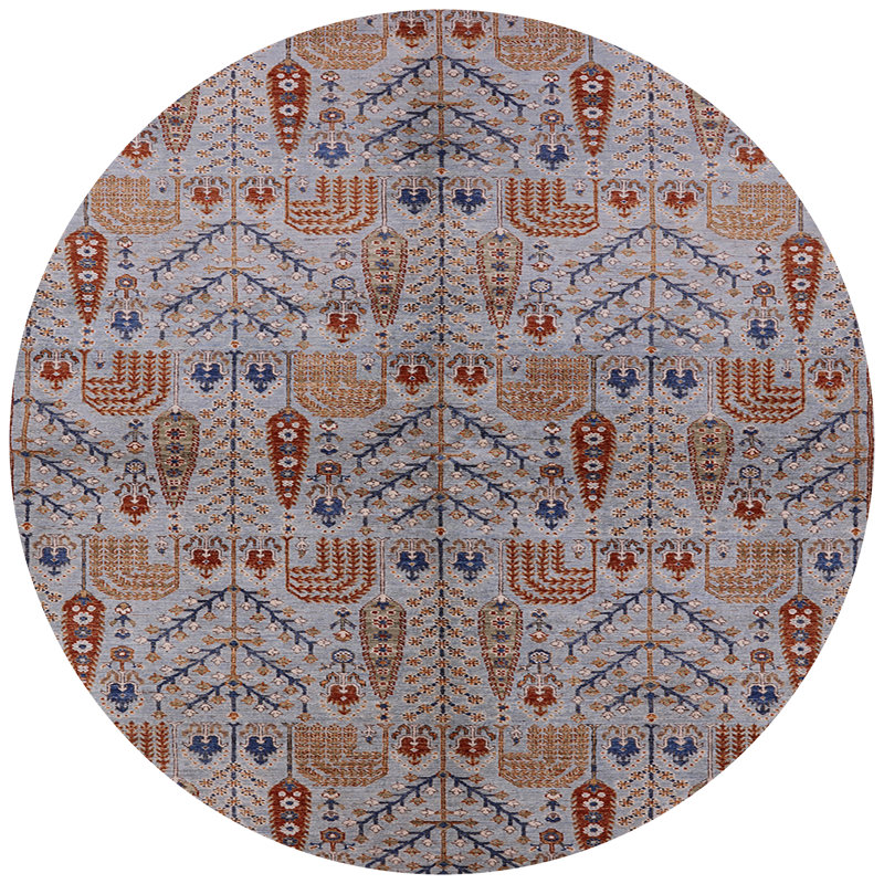 Tapis rouge / bleu Southwestern, Rond 5 pi