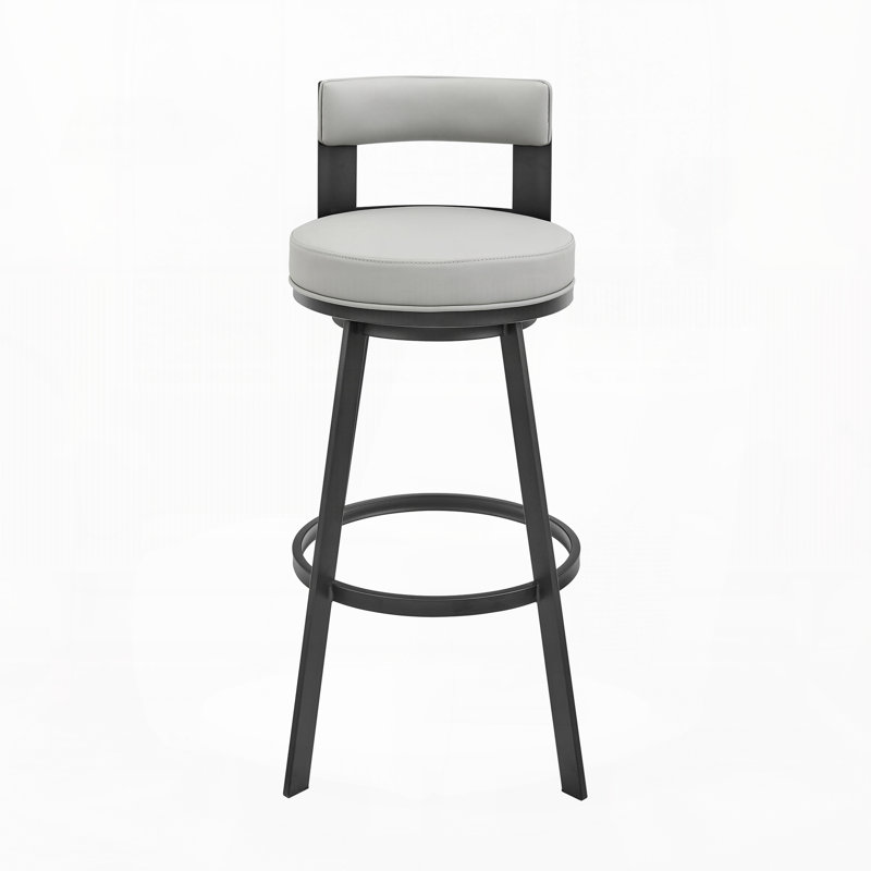 Tabouret tournant 30 "en métal avec similicuir, Light Grey, Black