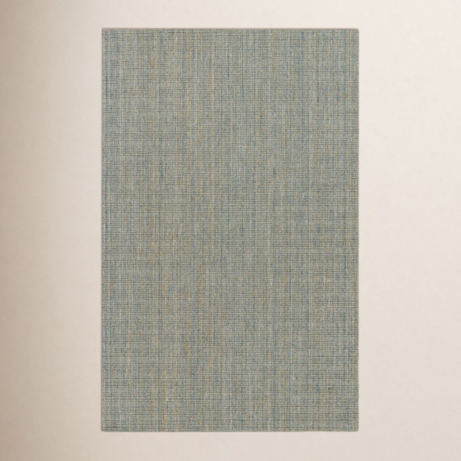 Blue Gold Hand-Woven Striped Rug, Rectangle 6' x 9'