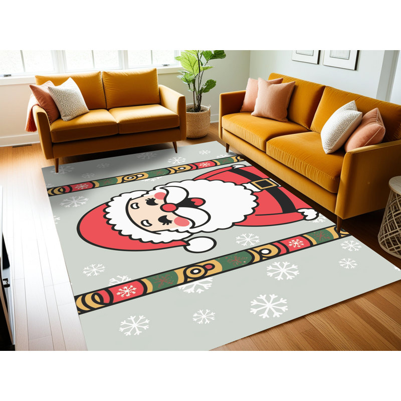 Tapis de vacances d'hiver de Noël lavable The Holiday Aisle®, Rectangle 6 pi x 9 pi