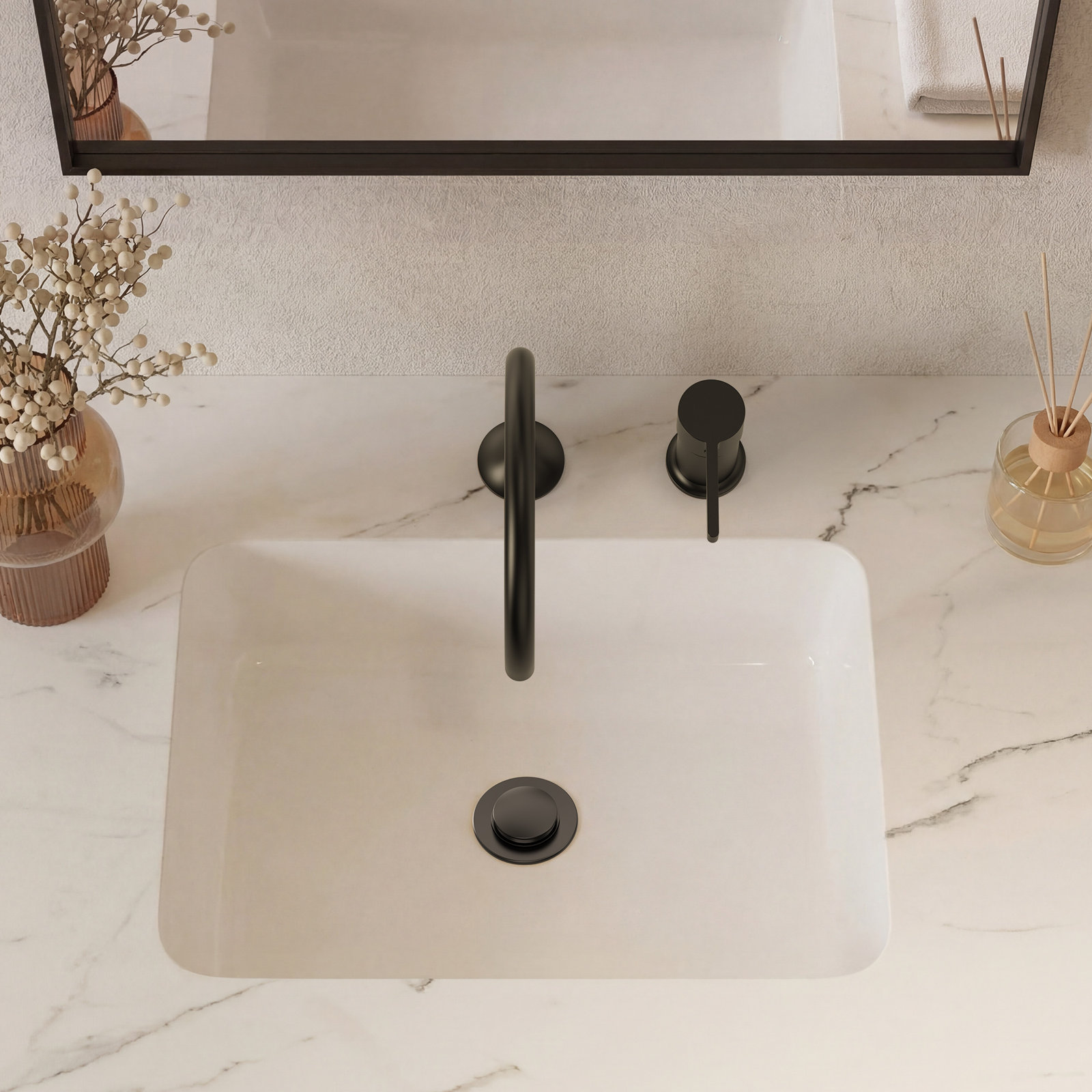 Single-Handle Bathroom Faucet with Drain, Matte Black