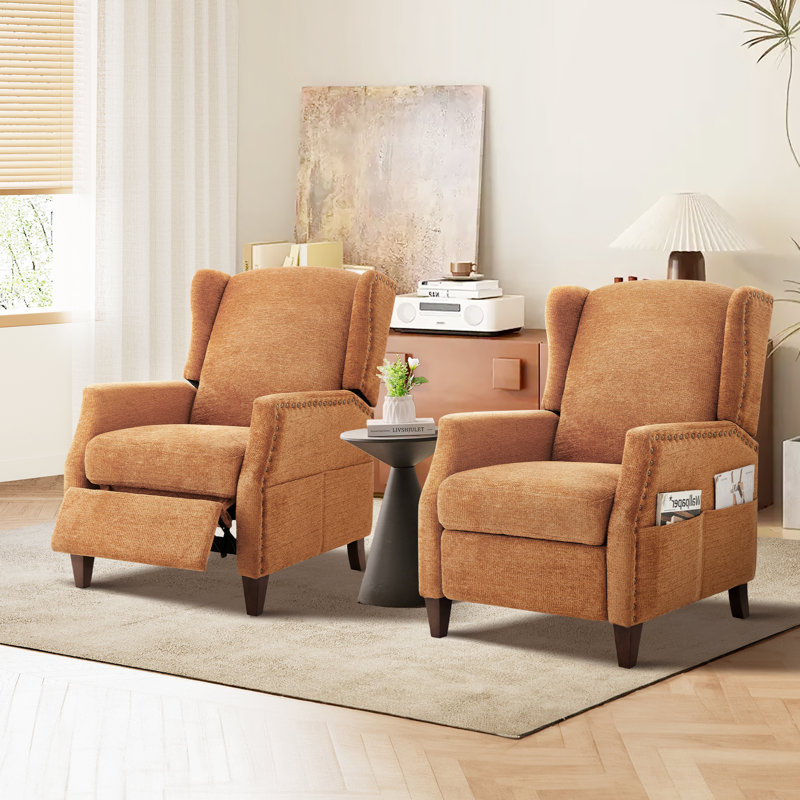 Audrie Upholstered Armchair, Orange Chenille
