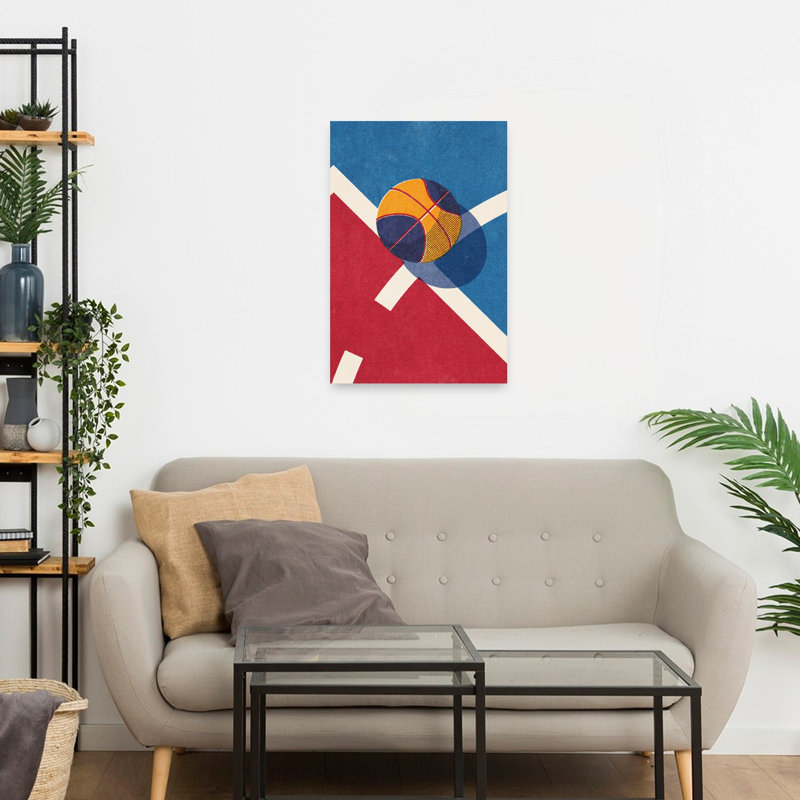«Retro Court Basketball», art mural rétro audacieux, 24" H x 16" W