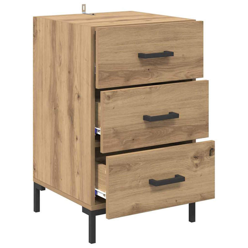 40cm W Manufactured Wood Bedside Table, Artisan Oak