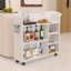 White Rolling Kitchen Island Cart Irregular Storage Grid With Hooks And Wheels
