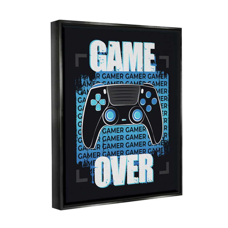 Impression sur toile encadrée, "Game over contrôleur", Cadre flottant noir de jais, H 21 po x l 17 po x P 1,7 po