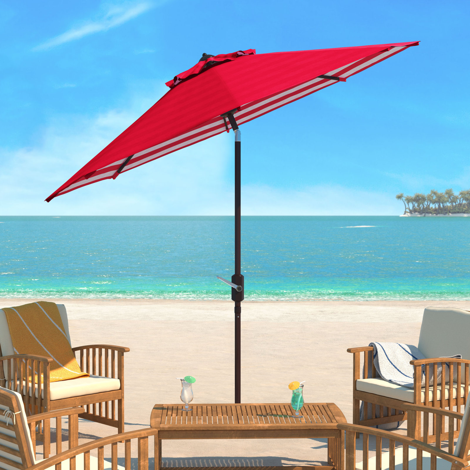 Asla 100.8'' Outdoor Umbrella, Red/White